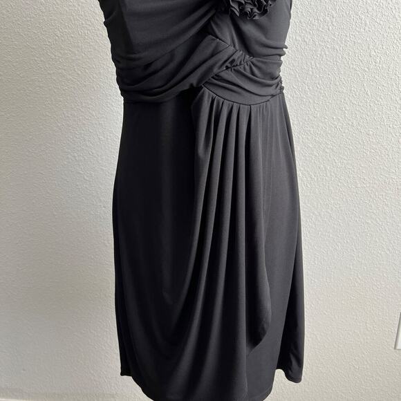 Enfocus Studio Cocktail Dress Women's 14 One Shoulder Black Draped Formal Party - Picture 3 of 7
